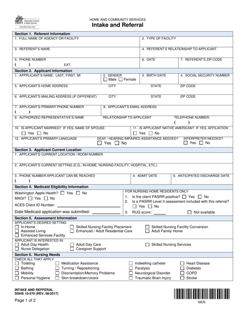 DSHS Form 10-570  Printable Pdf