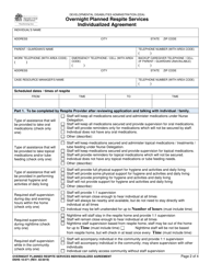 DSHS Form 10-571 Overnight Planned Respite Services Individualized Agreement - Washington, Page 2