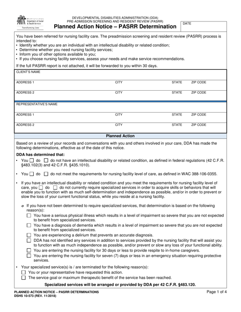 DSHS Form 10-573  Printable Pdf