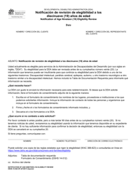 Document preview: DSHS Formulario 10-582 Notificacion De Revision De Elegibilidad a Los Diecinueve (19) Anos De Edad ( Administracion De Discapacidades Del Desarrollo) - Washington (Spanish)