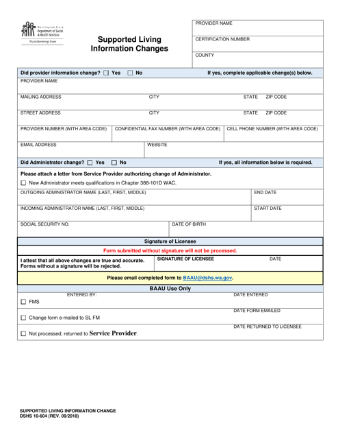 DSHS Form 10-604  Printable Pdf