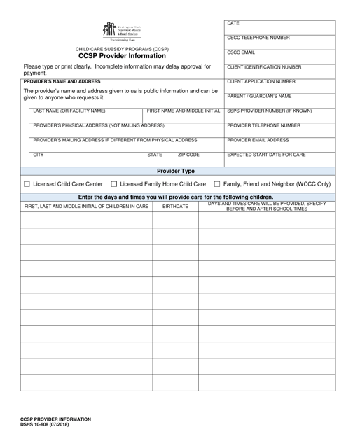 DSHS Form 10-608  Printable Pdf