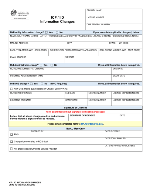 DSHS Form 10-605  Printable Pdf