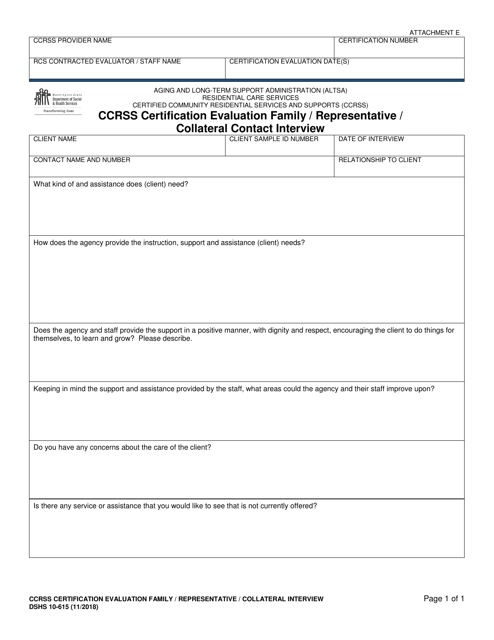 DSHS Form 10-615 Attachment E  Printable Pdf