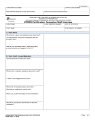 Document preview: DSHS Form 10-616 Attachment F Ccrss Certification Evaluation Staff Interview - Certified Community Residential Services and Supports - Washington