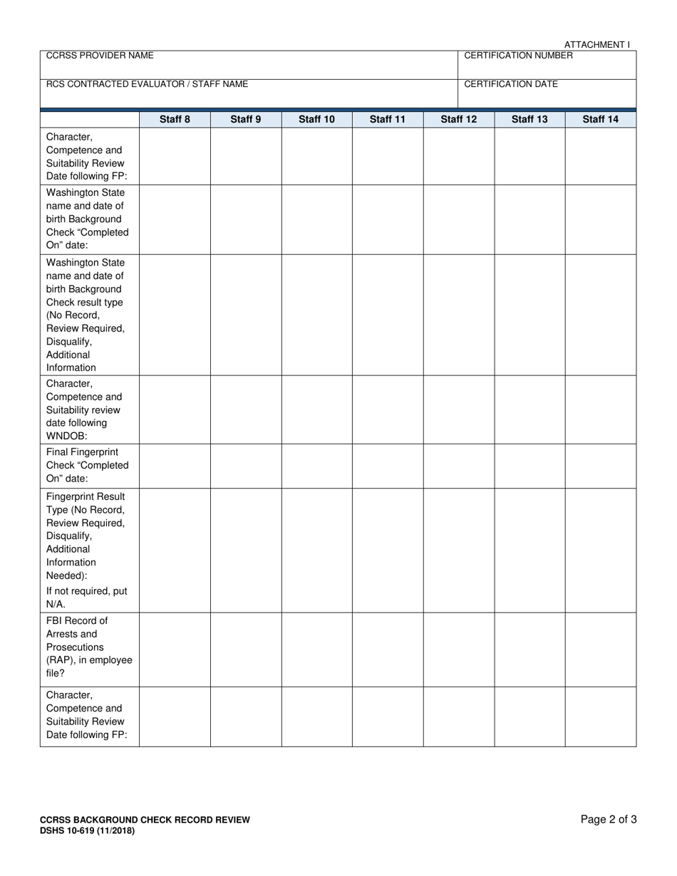 DSHS Form 10-619 Attachment I - Fill Out, Sign Online and Download ...