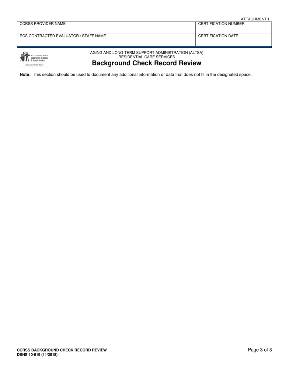 DSHS Form 10-619 Attachment I Ccrss Background Check Record Review - Certified Community Residential Services and Supports - Washington, Page 3