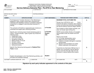 Document preview: DSHS Form 11-107 Service Delivery Outcome Plan - Pre-ets IL Peer Mentoring - Washington