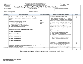 Document preview: DSHS Form 11-113 Service Delivery Outcome Plan - Pre-ets Social Skills Training - Washington