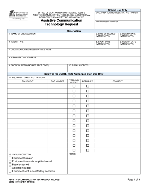 DSHS Form 11-066  Printable Pdf