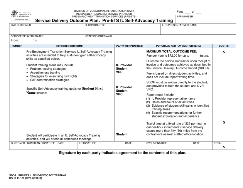 DSHS Form 11-106  Printable Pdf