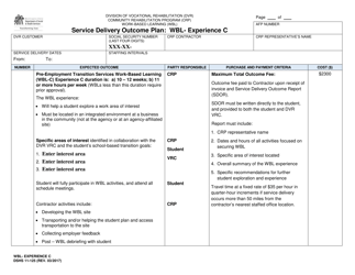 Document preview: DSHS Form 11-125 Service Delivery Outcome Plan: Wbl - Experience C - Washington