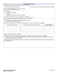 DSHS Form 11-133 Jobs and Training Inventory - Washington, Page 2