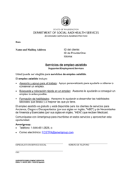 Document preview: DSHS Formulario 11-146 Servicios De Empleo Asistido - Washington (Spanish)