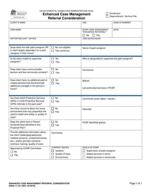 DSHS Form 11-121  Printable Pdf