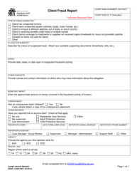Document preview: DSHS Form 12-209 Client Fraud Report - Washington