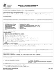DSHS Form 12-210 Medicaid Provider Fraud Referral - Washington