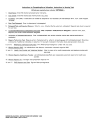 DSHS Form 13-678 Page 2 Nurse Delegation - Instructions for Nursing Task - Washington, Page 2