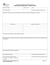 Document preview: DSHS Form 13-815A Psychoactive Medication Treatment Plan - Washington