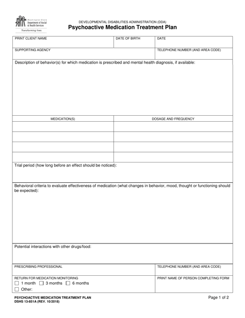 DSHS Form 13-815A  Printable Pdf