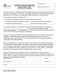 Document preview: DSHS Form 13-713 Fast Track Service Agreement - Washington (Somali)