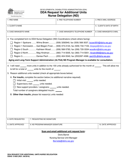 DSHS Form 13-903  Printable Pdf
