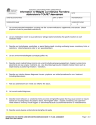 Document preview: DSHS Form 13-915 Information for Respite Care Service Providers - Addendum to Tcare Assessment - Washington