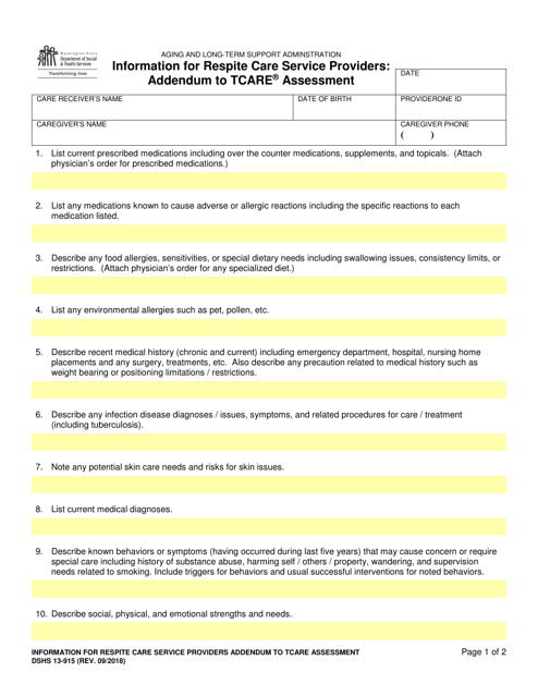 DSHS Form 13-915  Printable Pdf