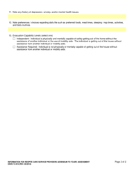 DSHS Form 13-915 Information for Respite Care Service Providers - Addendum to Tcare Assessment - Washington, Page 2