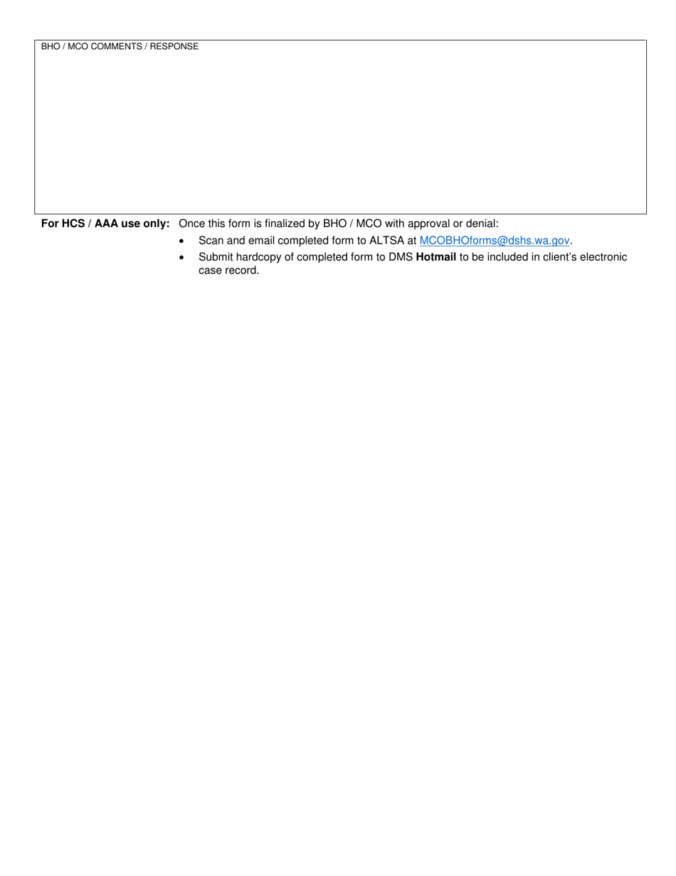 DSHS Form 13-712 Personal Care Authorization (Bho / Mco) - Washington, Page 2