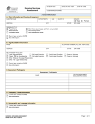 DSHS Form 13-784 Nursing Services Assessment - Washington