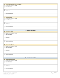 DSHS Form 13-784 Nursing Services Assessment - Washington, Page 7