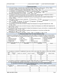 DSHS Form 14-001 Application for Cash or Food Assistance - Washington, Page 4