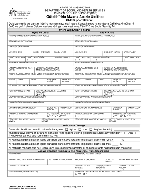 DSHS Form 14-057 Child Support Referral - Washington (Kikuyu)