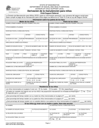 DSHS Formulario 14-057 Derivacion De La Manutencion Para Ninos - Washington (Spanish)