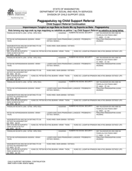 Document preview: DSHS Form 14-057D Child Support Referral Continuation - Washington (Tagalog)