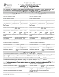 Document preview: DSHS Form 14-057 Child Support Referral - Washington (Tagalog)