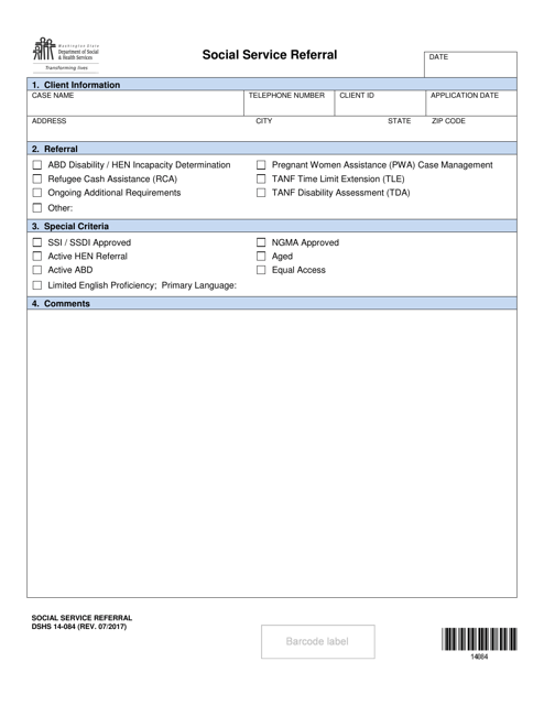 DSHS Form 14-084  Printable Pdf