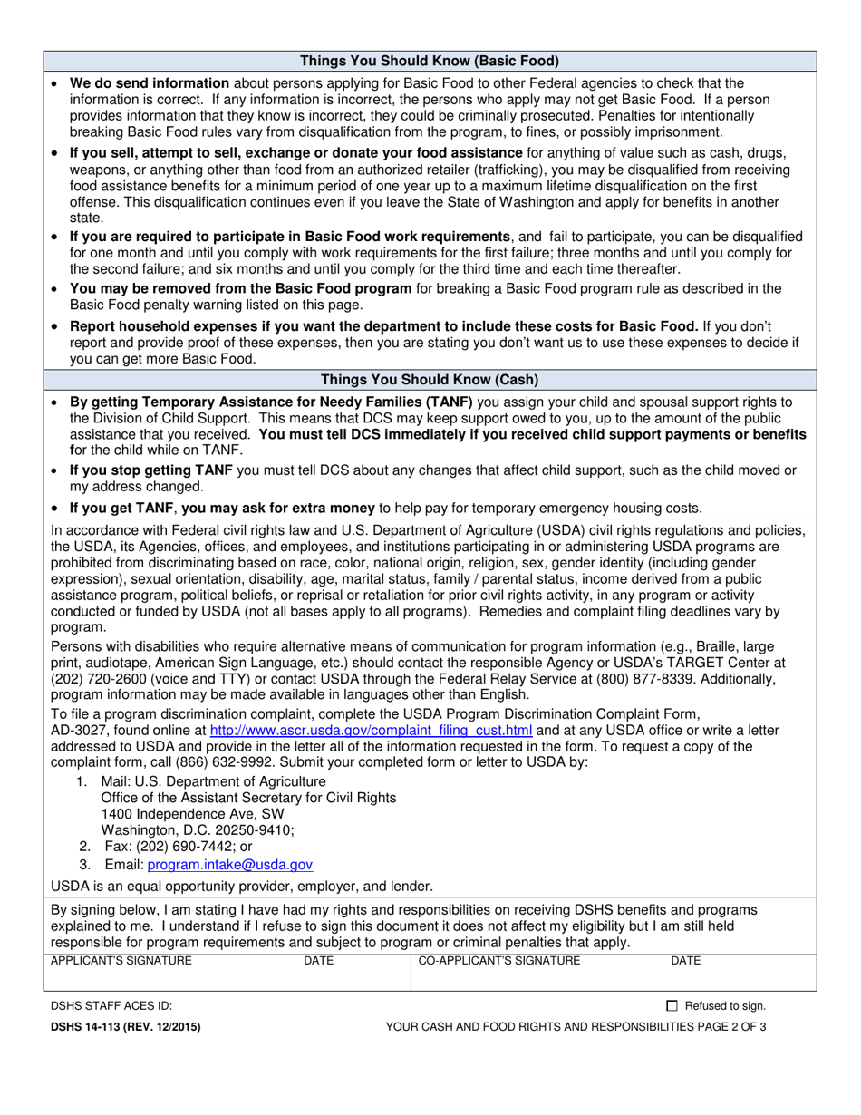 DSHS Form 14-105 Interview Appointment for Applicant (Community Services Division) - Washington, Page 3