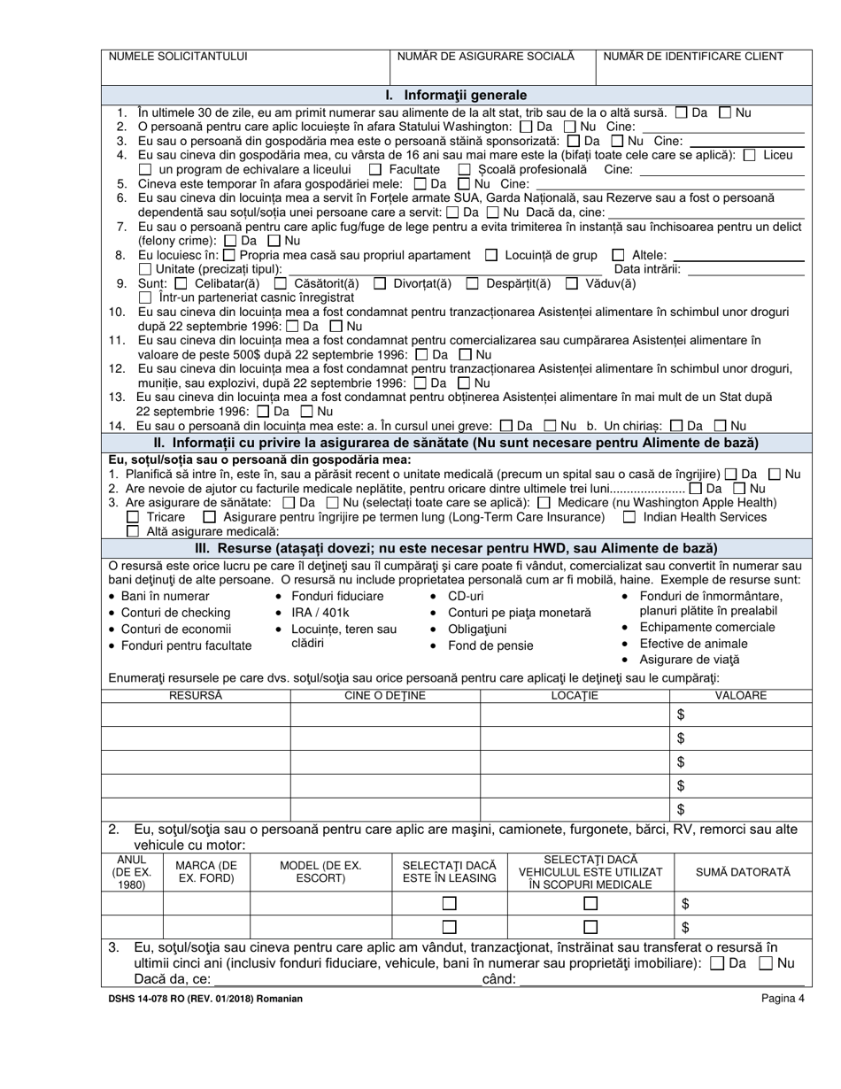 DSHS Form 14-078 Eligibility Review - Washington (Romanian), Page 4