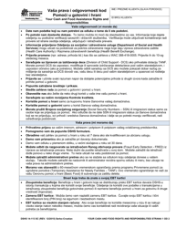 Document preview: DSHS Form 14-113 Your Cash and Food Assistance Rights and Responsibilities - Washington (Serbo-Croatian)