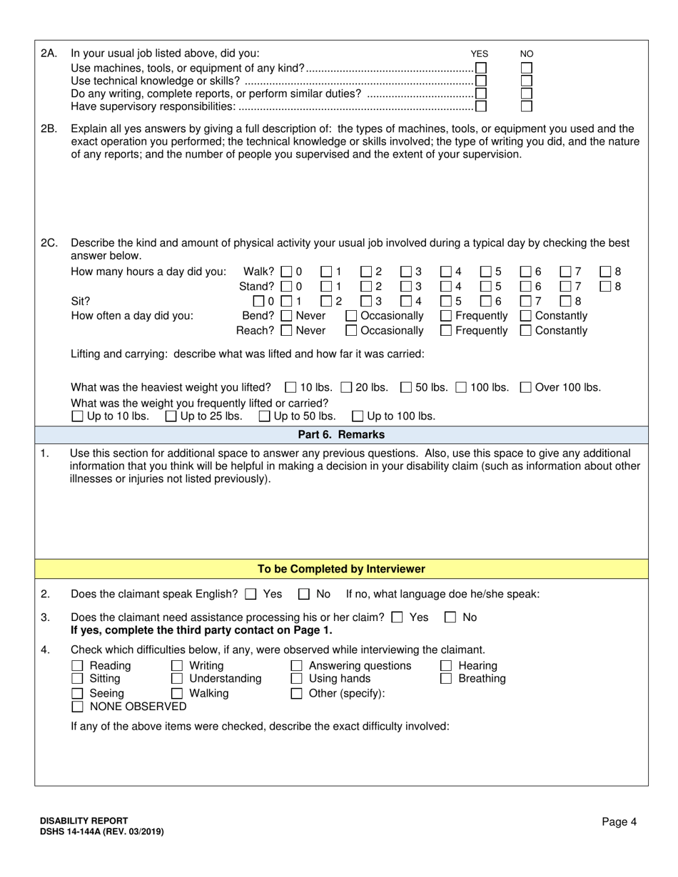 Dshs Form 14 144a Fill Out Sign Online And Download Printable Pdf Washington Templateroller 3728