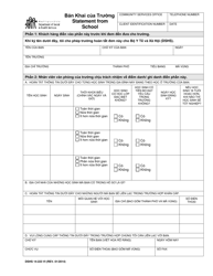 Document preview: DSHS Form 14-223 Statement From School - Washington (Vietnamese)