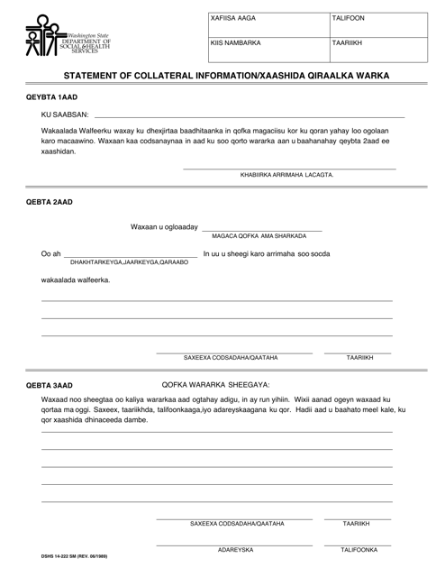 DSHS Form 14-222 Statement of Collateral Information - Washington (Somali)