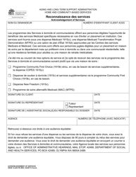 Document preview: DSHS Form 14-225 Acknowledgement of Services - Washington (French)
