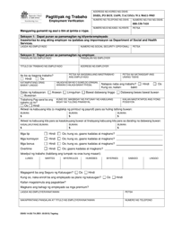 Document preview: DSHS Form 14-252 Employment Verification - Washington (Tagalog)