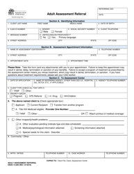 DSHS Form 14-299 Adult Assessment Referral - Washington