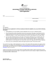 DSHS Form 14-417 Ccsp Application - Washington