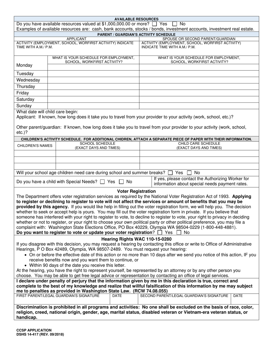 DSHS Form 14-417 - Fill Out, Sign Online and Download Printable PDF ...