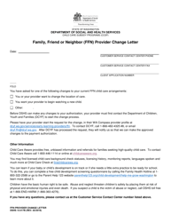 Document preview: DSHS Form 14-417B Family, Friend or Neighbor (Ffn) Provider Change Letter - Washington
